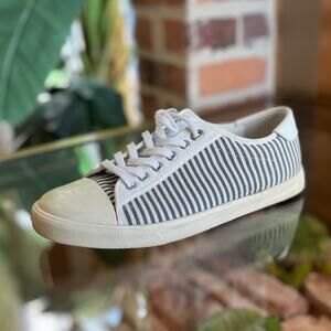 CELINE Blue White Stripe Canvas Sneakers SZ38(8US)